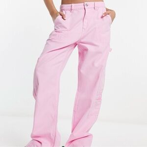 Bubblegum Pink Wide Leg Cargo Pants